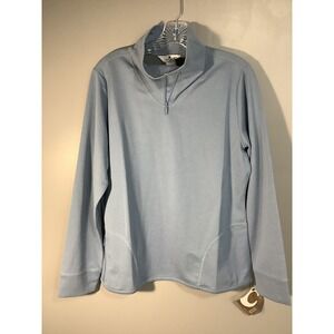 Woolrich Women's‎ Shirt Birch River Long Sleeve Top Blue Mock Neck Zip L NWT